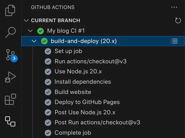 Github Actions extension